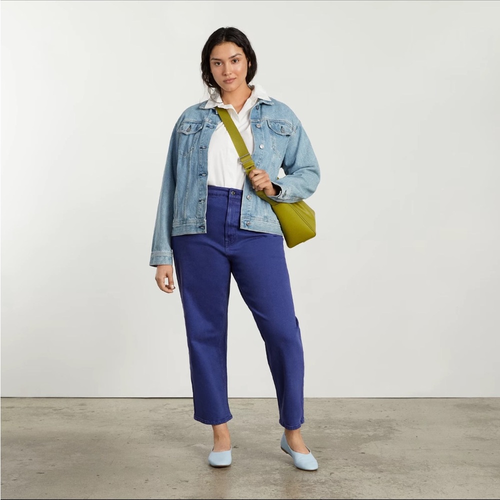 NWT Everlane The Way High Straight Jeans Blue High Waist Organic Cotton 25T tall